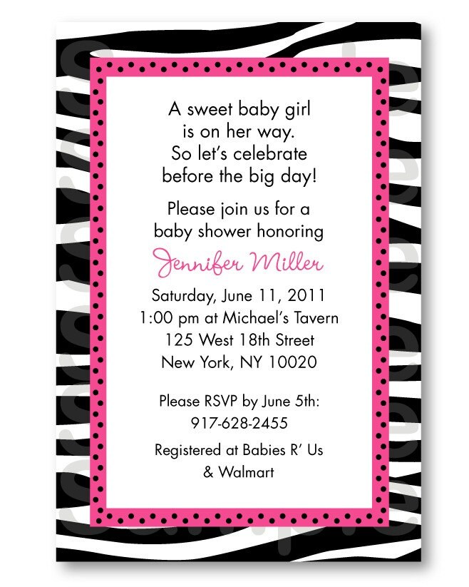 Pink Zebra Print Printable Baby Shower Invitation