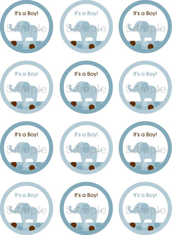 Mod Blue Elephant Printable Cupcake Toppers Instant Download Il_570xn