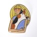 Calico Cat Lady Porcelain Brooch... Wearable Art Pin with Gold Trim