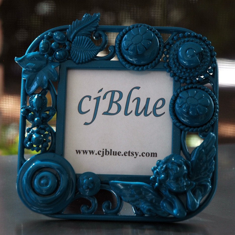 Fabulously Pretty Shabby Chic Picture Photo Art Frame in Teal by cjBlue