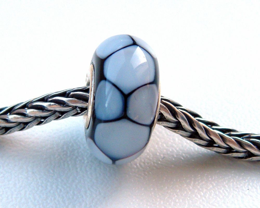 Black White Python - Mees and Merel Bracelet bead with sterling silver core