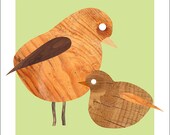 Bird print - TIMBERRR mod bird print - wood grain collage