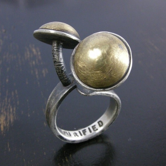 Double Pod Ring sterling silver brass