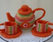 Orange Stripe Cloth Tea Set