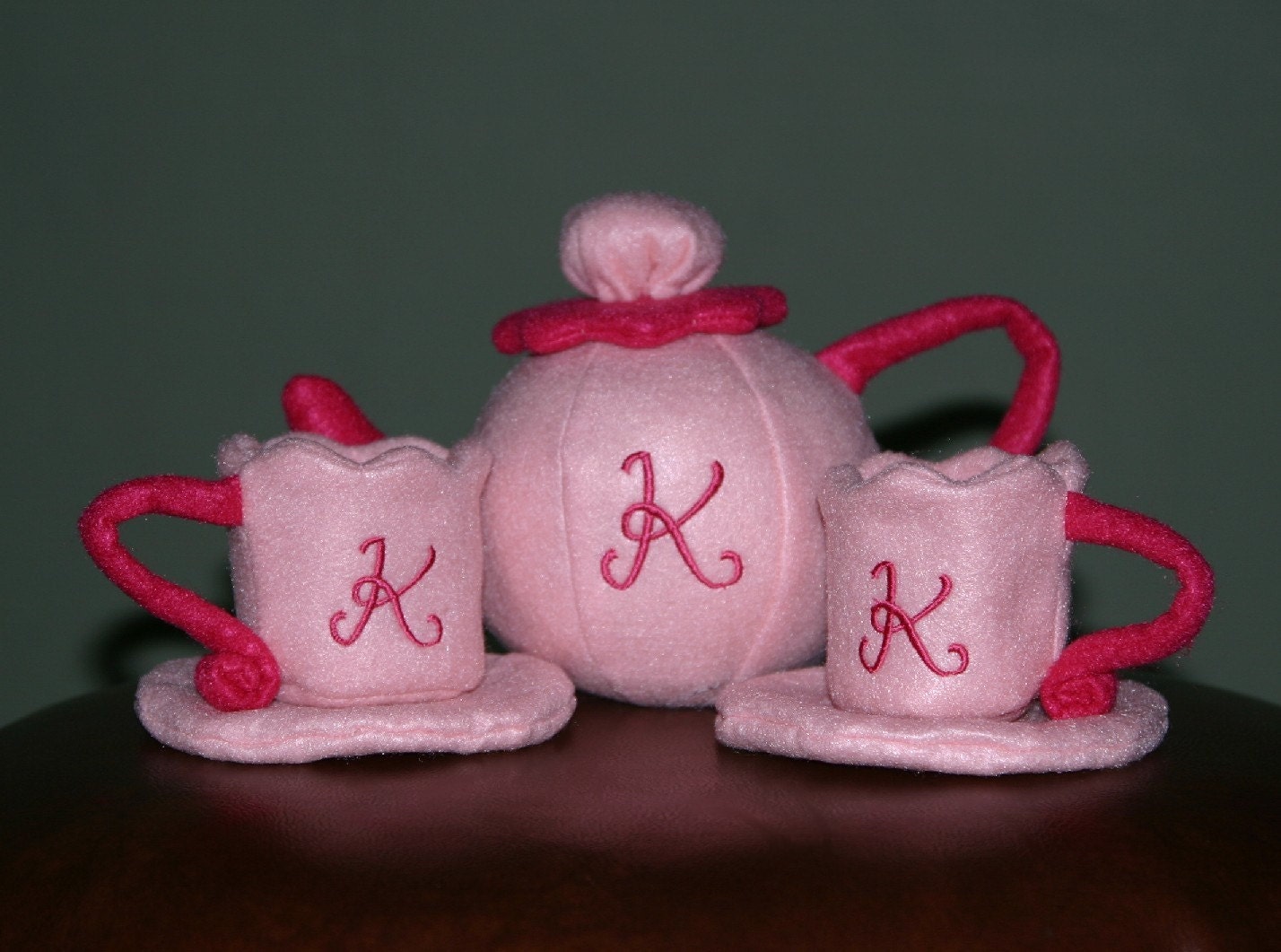 Monogrammed Felt Tea Set