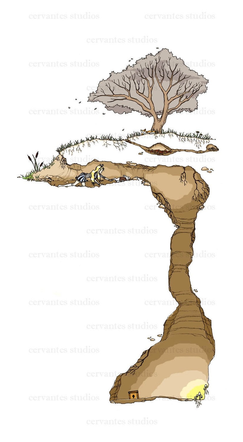 Down The Rabbit Hole - Alice In Wonderland 6 x 11 Print
