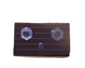 Small Brown Pouch - Blue Pin Stripes - Money Pouch -Gifts for kids