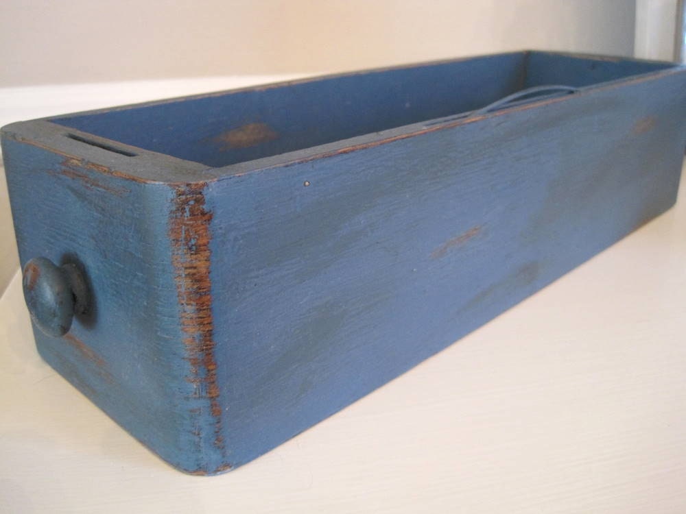 Aubusson Blue Shabby Chic Antique Sewing Drawer Storage Box