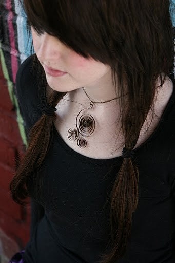 Unique and Whimsical Spring Triple Coil Necklace - Antique Pocket Watch Coils