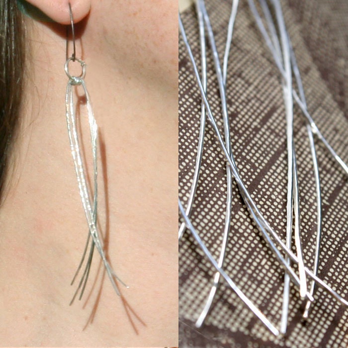 Long Silver Thread Earrings - Brilliant Sterling
