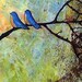 Sunshine 8X10 Art Print Tree, Bluebirds, Love Birds, Bright, Cheerful, Romantic