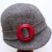 1920s Cloche in Vintage Zig Zag Wool with Red Wooden Buckle - Made to Order