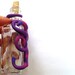 Miniature Upcycled Corked Glass Jar With Hand Sculpted Clay Octopus Wrap in Hot Pink and Royal Blue Swirl