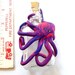 Miniature Upcycled Corked Glass Jar With Hand Sculpted Clay Octopus Wrap in Hot Pink and Royal Blue Swirl