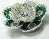 as gifted to Tori Spelling - Peacock Beaded Flower hair clip fascinator - Silver Peacock Affair