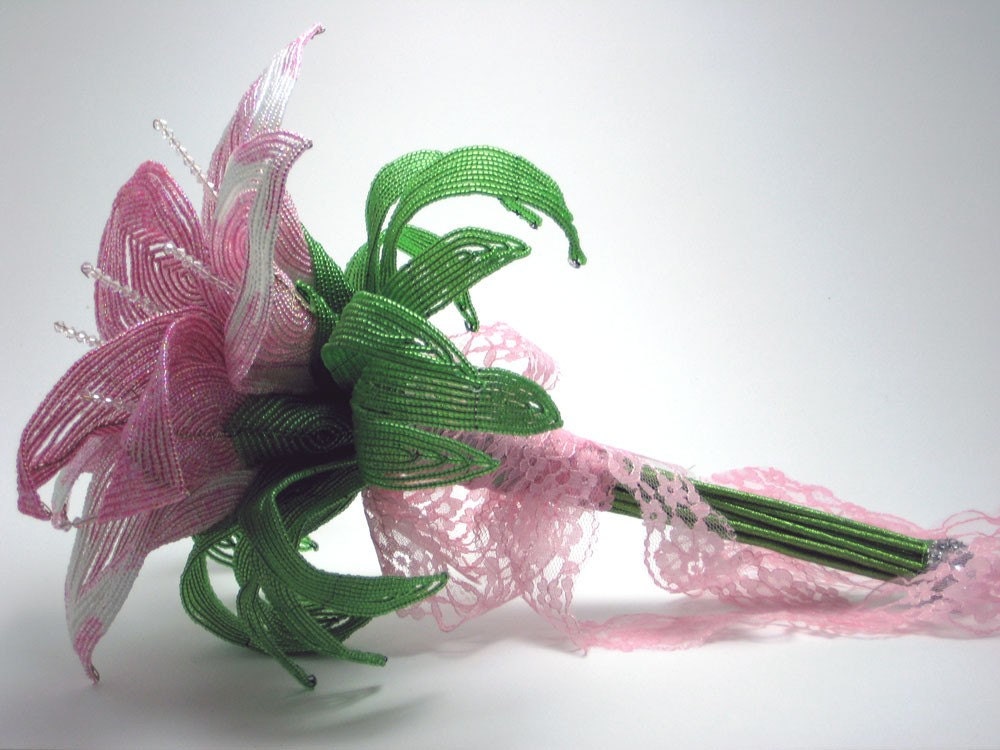 May Flowers - French beaded calla lily bridal bouquet-- member of the artisan group