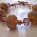 Lampwork Glass Bracelet, Copper and Art Glass Beads, Dawn to Sunset