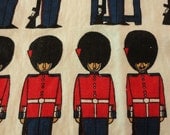 Vintage Linen Towel Featuring Coldstream Guard Foot Guard of Great Britian Red Blue Black