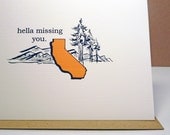 Hella California  greeting card - miss you - vintage style card - friendship - blank card