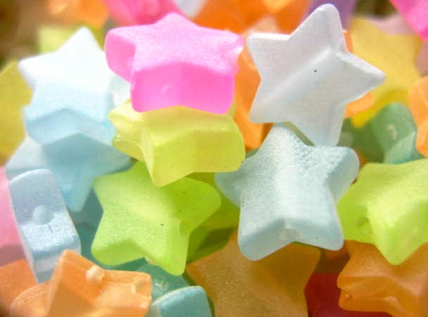 50pcs Assorted Frosted Star Beads