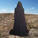 Black Cloak - Hooded Cape - Renaissance Festival - Halloween Costume Ball