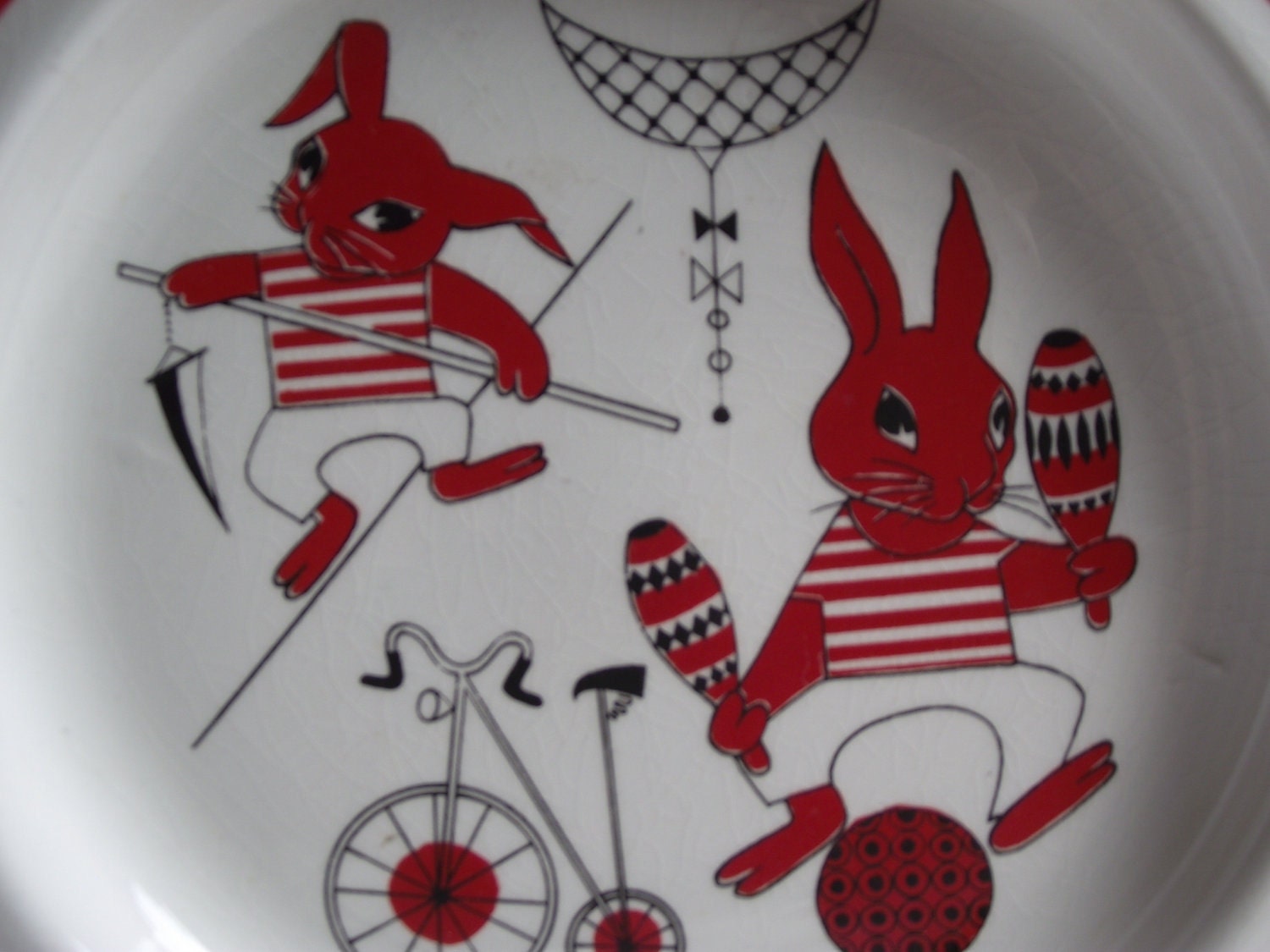 Vintage Arabia Finland Red Rabbit Plate - Reserved for MonmonV