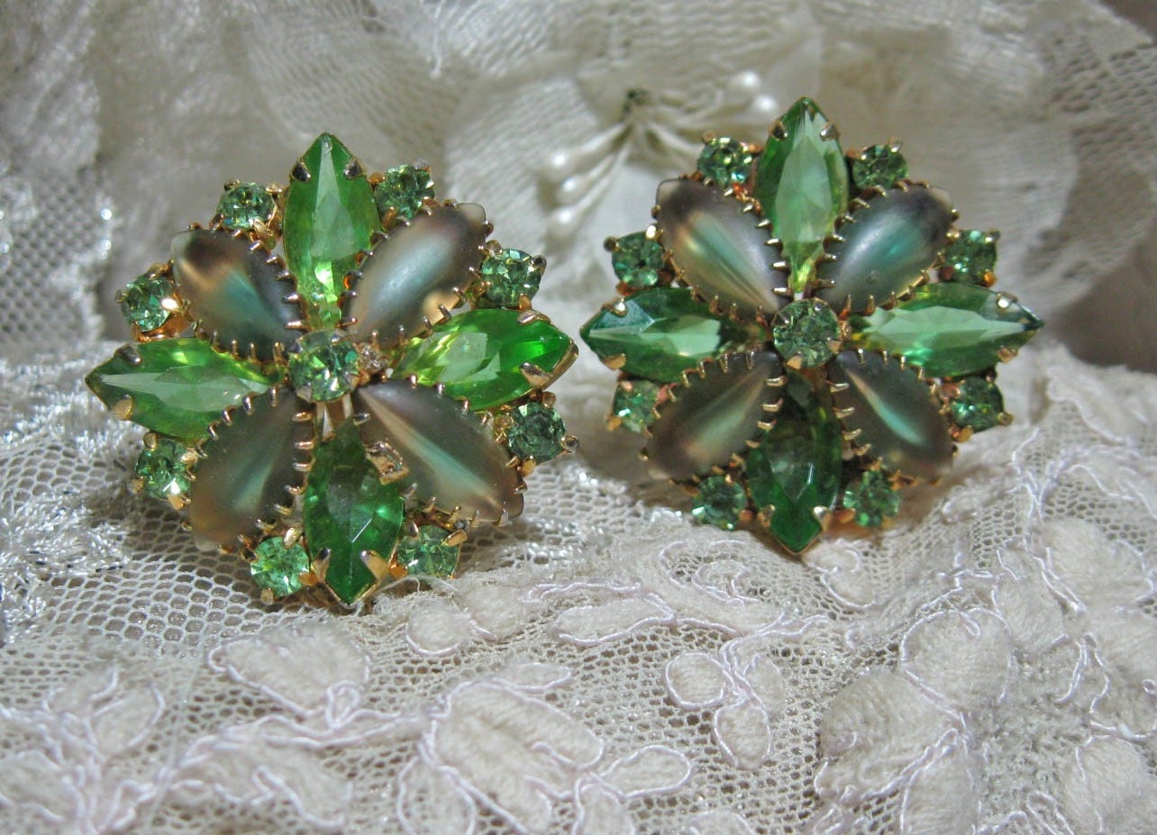 Vintage Rhinestone and Glass Earrings Spectacular