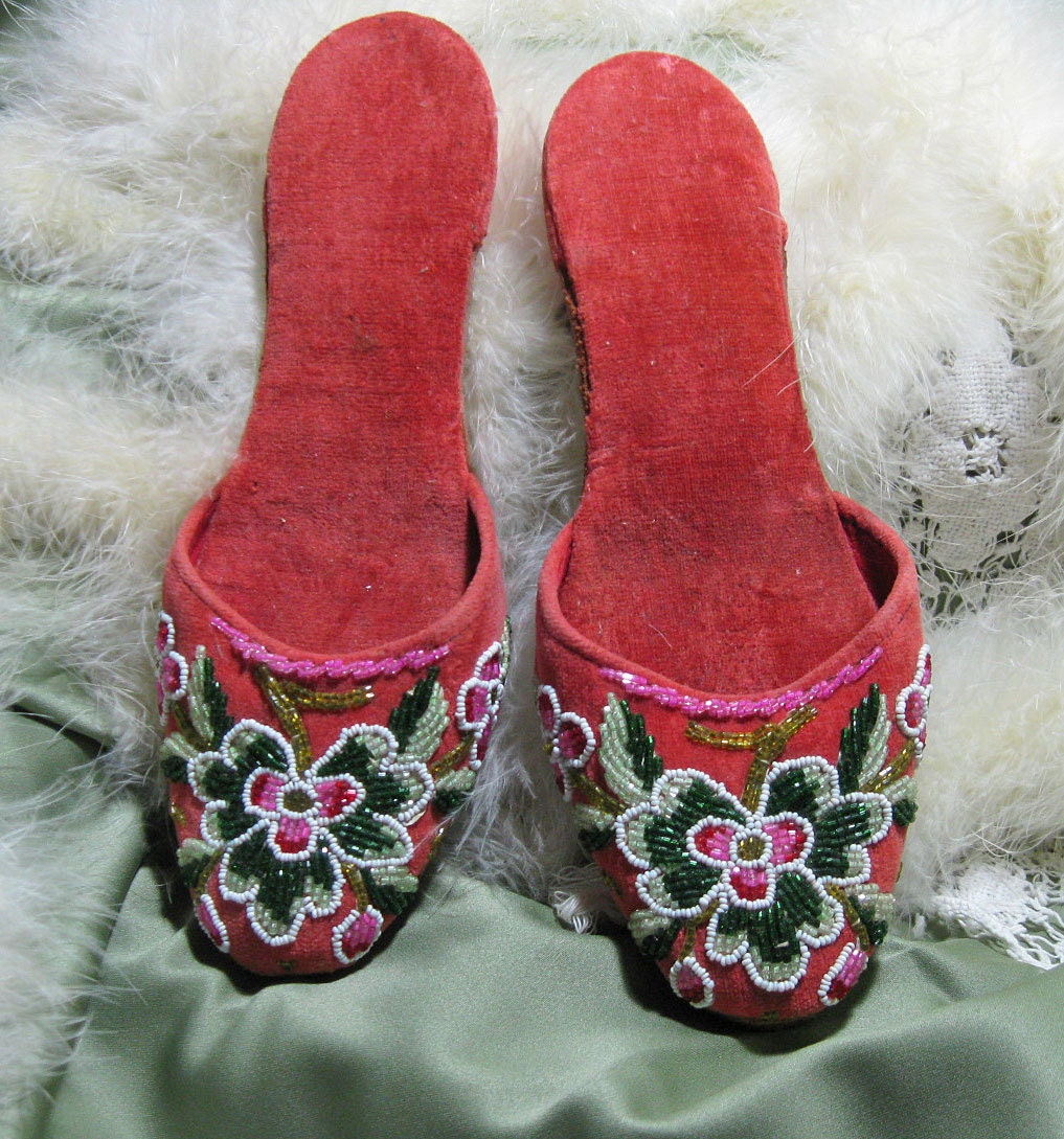 Vintage Beaded Boudoir Slippers 1930
