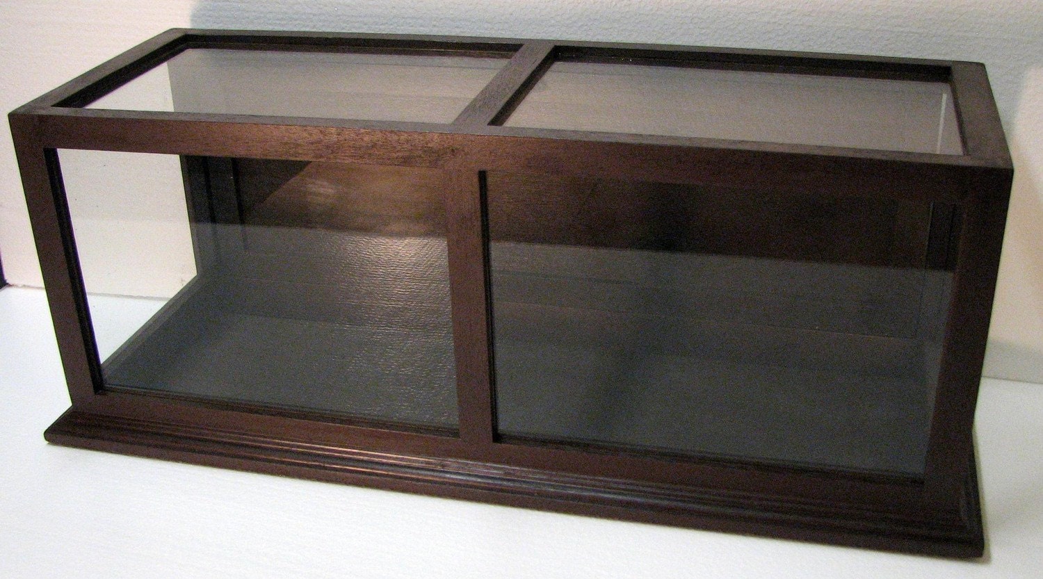 Large Glass Display Case Tall w Raised Base for