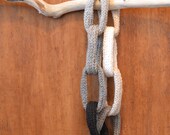 Hand Knit Monochrome Taupe Chain Link Loop Infinity Scarf