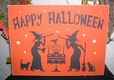 Happy Halloween Witch Wood Sign Wall Hanging