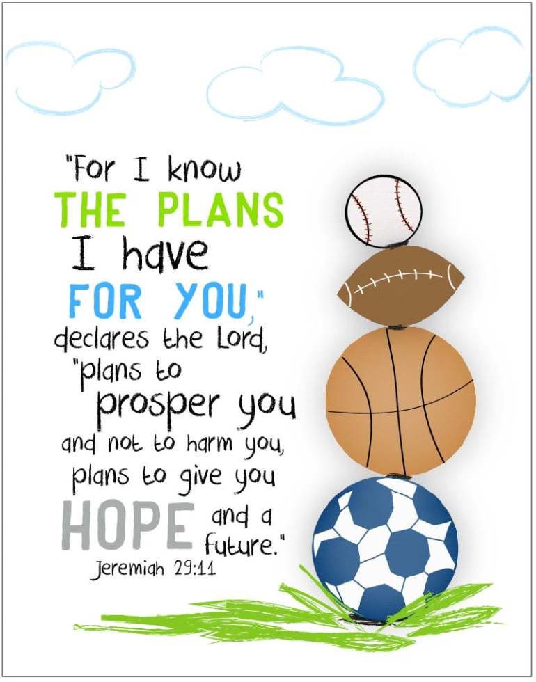 For I know the plans I have for you... sports 11 by 14 print.