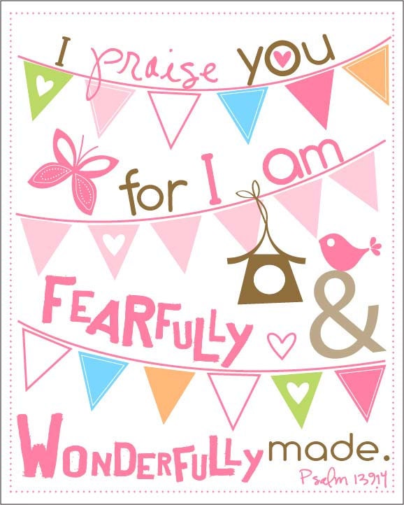 Fearfully and Wonderfully made... bunting..  8 by 10 print.