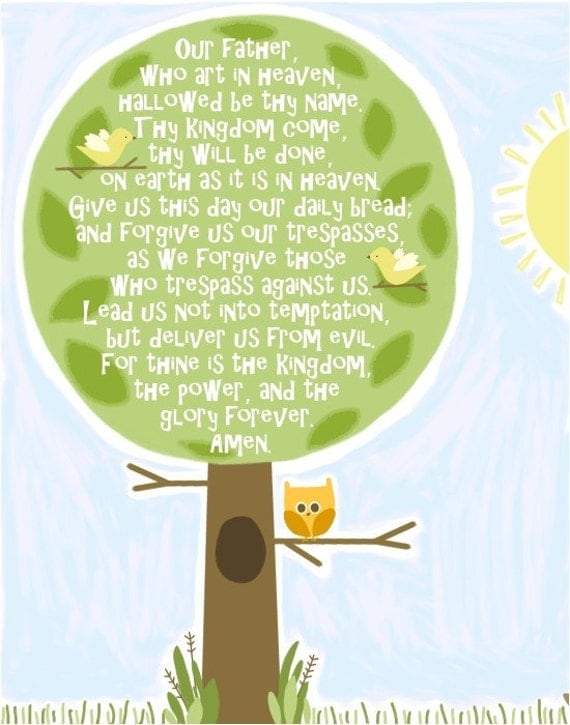 The Lords Prayer for kids.... 11 by 14 print by EmilyBurgerDesigns