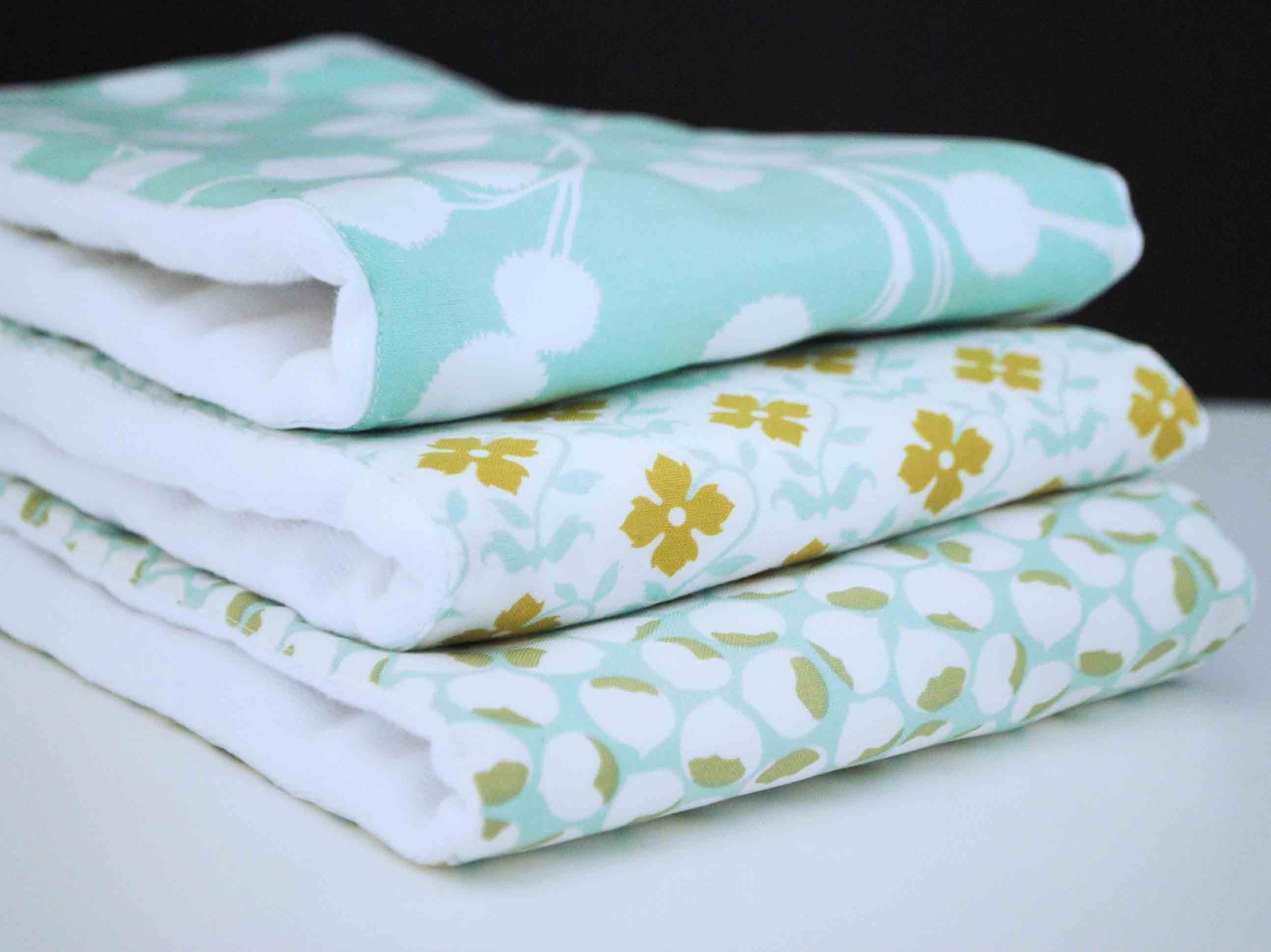 CHESTNUTS.......... (3) very ABSORBENT 100% cotton baby burp cloths with coordinating fun cotton print......very useful gift
