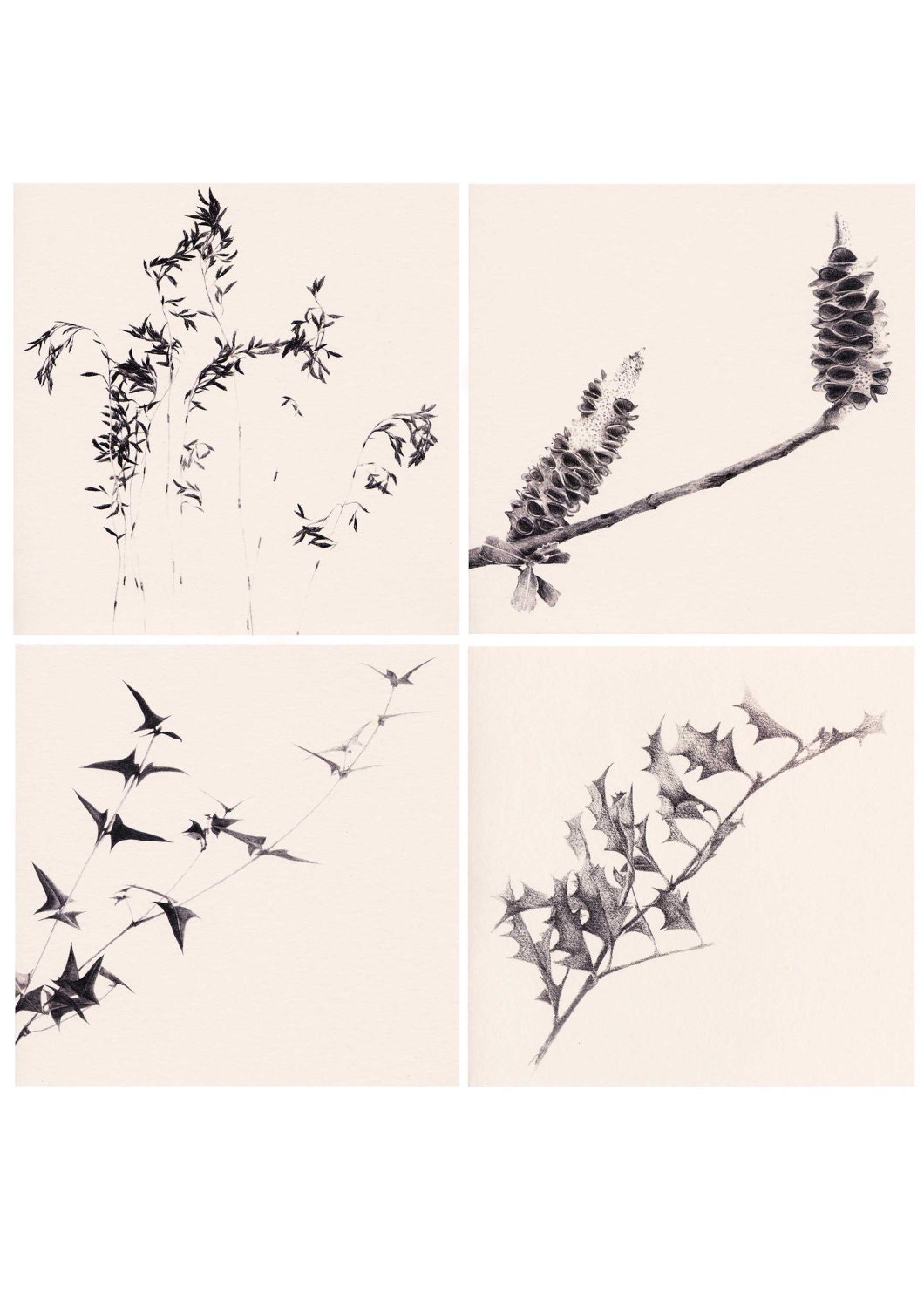 4 Printed Cards 'Pencil' series