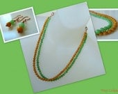 Pina Colada Necklace & Earring Set Earthy Green Honey Yellow Stone Ceramic Copper