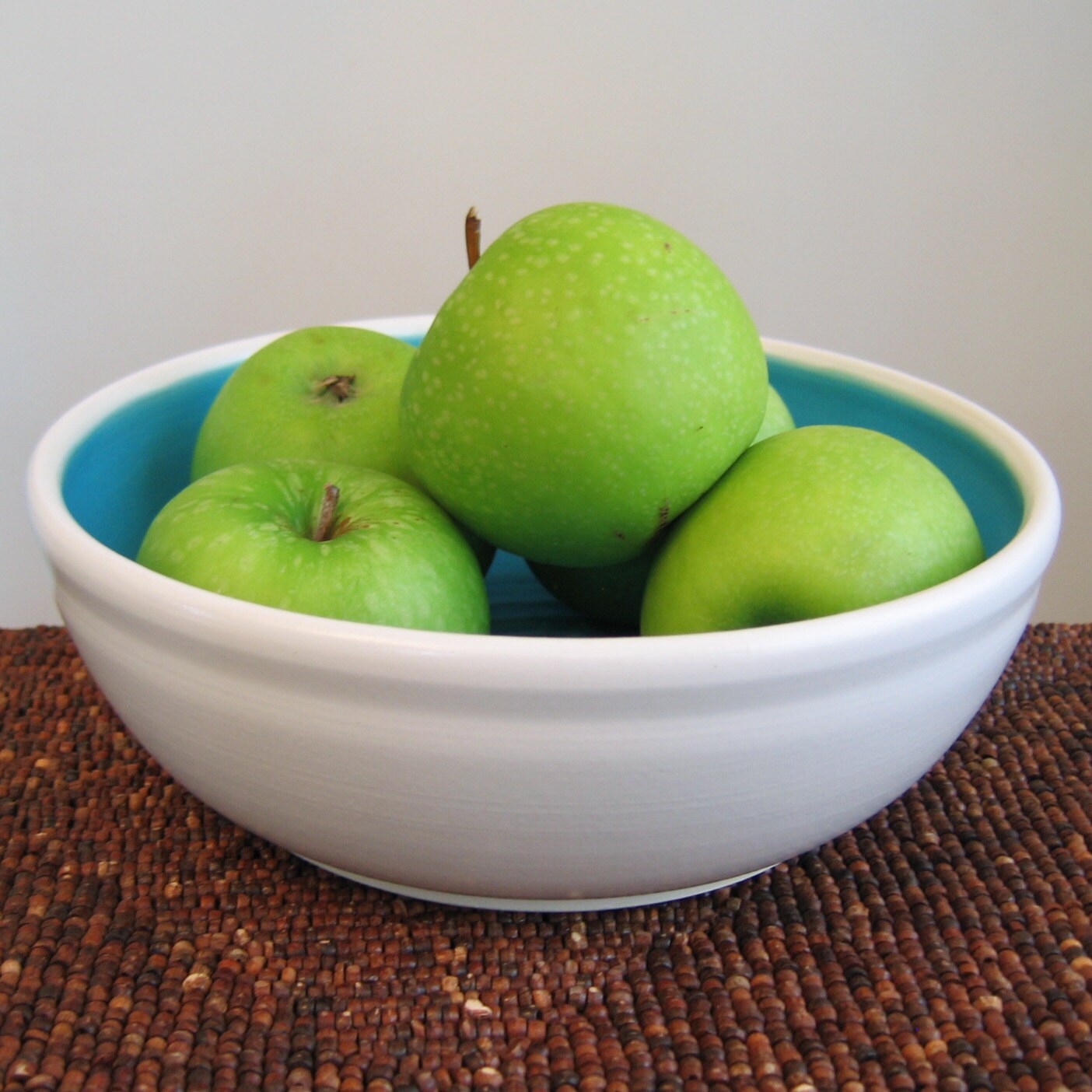 Large Turquoise Blue Pottery Serving Bowl - Stoneware Ceramic Fruit Bowl