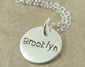 Statement Jewelry Small Single Name Pendant Necklace - Custom Hand Stamped Sterling Silver - Personalized with Custom Fonts