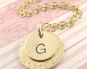 Layered Initial Pendant Necklace - Personalized - 14k Gold Fill