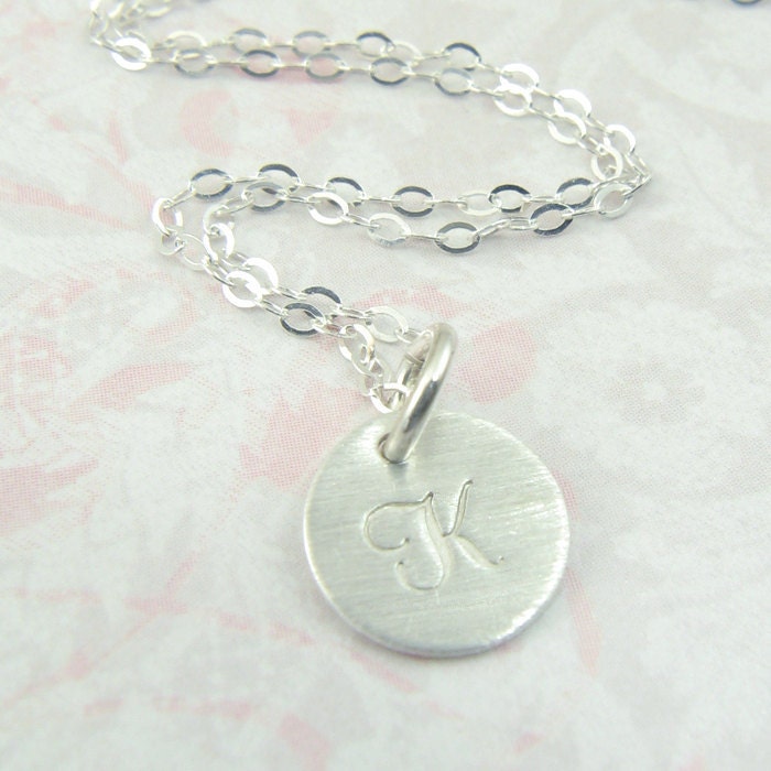 Initial Pendant Circle Necklace Sterling by prolifiquejewelry