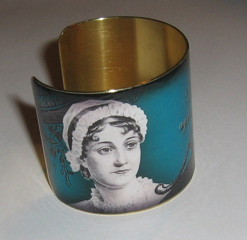 Vintage Style Brass Art Cuff Bracelet - Jane Austen - Agreeable