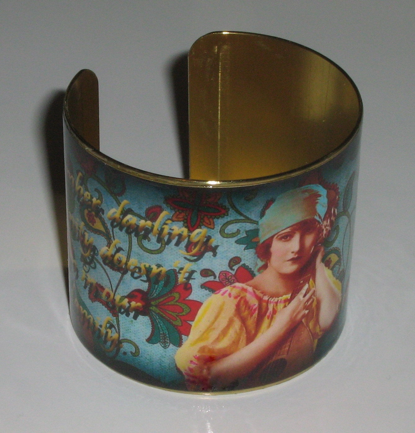 Vintage Style Brass Art Cuff Bracelet - Kitschy Insanity