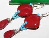 Boho Red and Turquoise Earrings