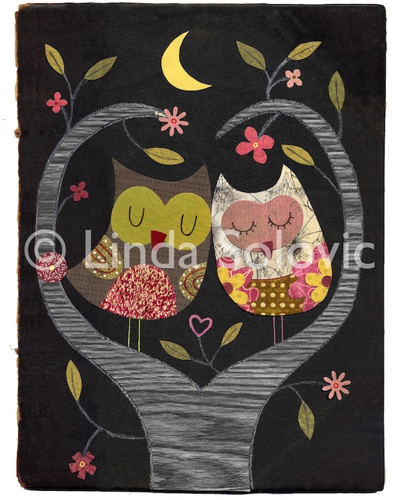 Maxwell and Minnie Moonlight Madness Owl Print 8.5 x 11