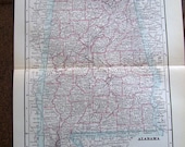 1897 Original Victorian Antique Map of Alabama