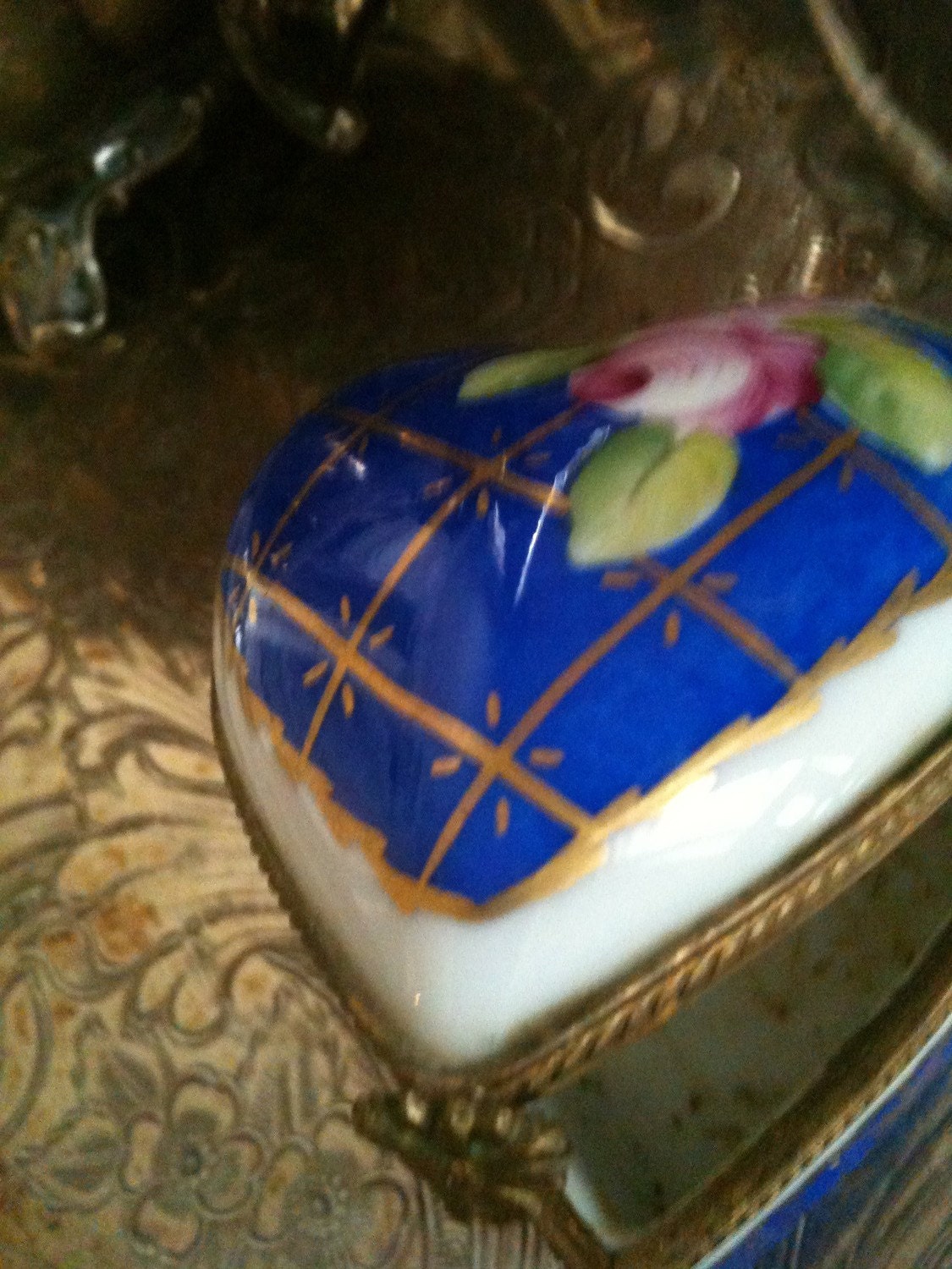 vintage limoges trinket box - heart shaped