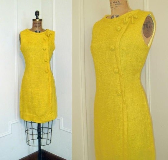 Vintage 1960s MUSTARD Yellow BOUCLE Wiggle Dress by FASHIONRERUN