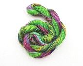 Hand dyed cotton perle 5 embroidery yarn, 20m skein - lime green, emerald green, yellow, mauve, purple, pink, blue