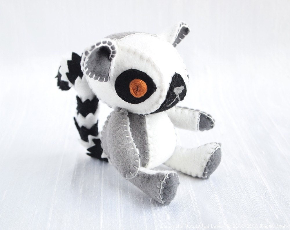 Ring-Tailed Lemur Plush Art Doll, Leroy (Made to Order)